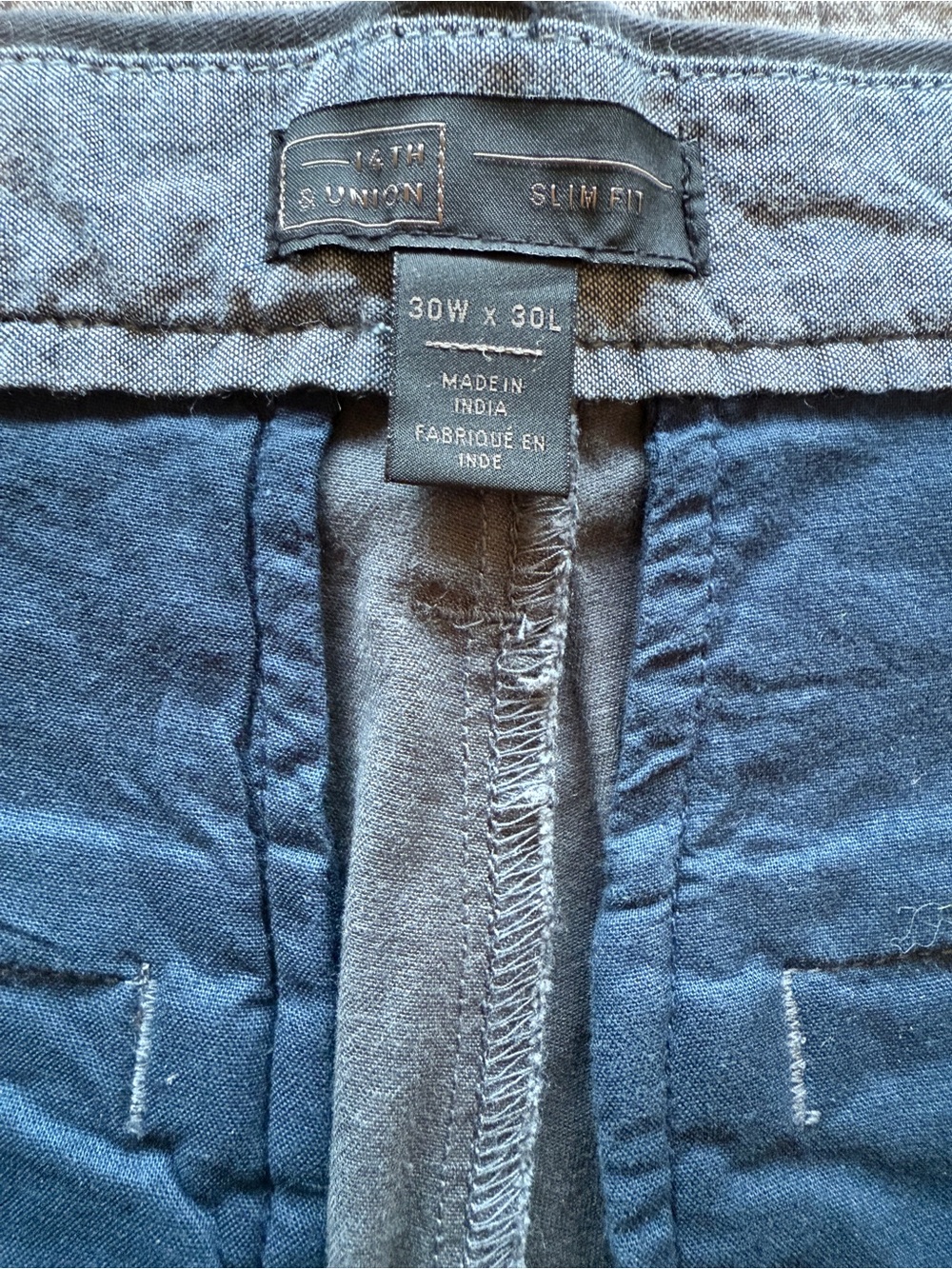 14th & Union Slim Fit Pants Gray Men’s 30x30 | Stretch Chino Dress Casual - Picture 3 of 6